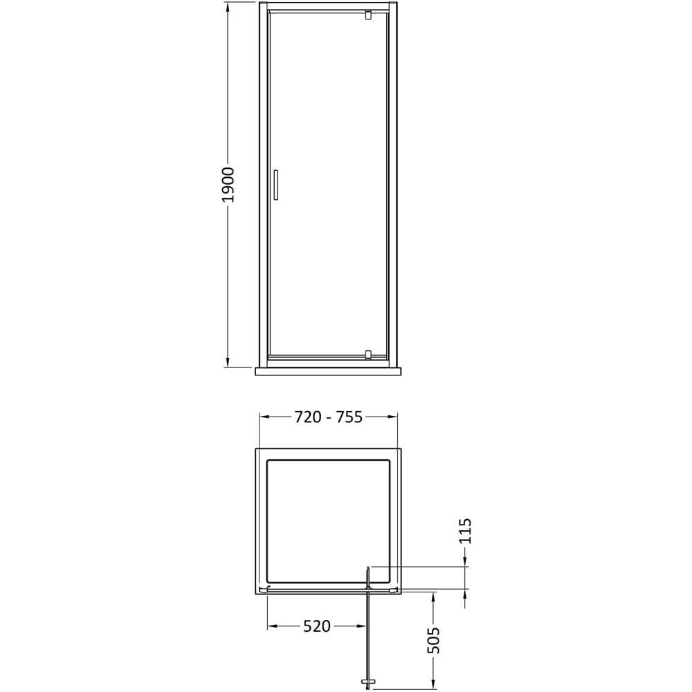 Oem Chrome Pivot Shower Door 76cm Image 2