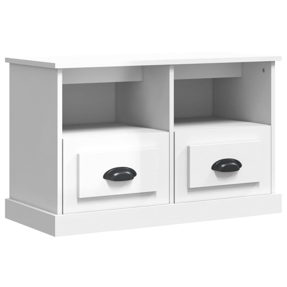 vidaXL 2 Drawer 2 Shelf White TV Cabinet Image 2