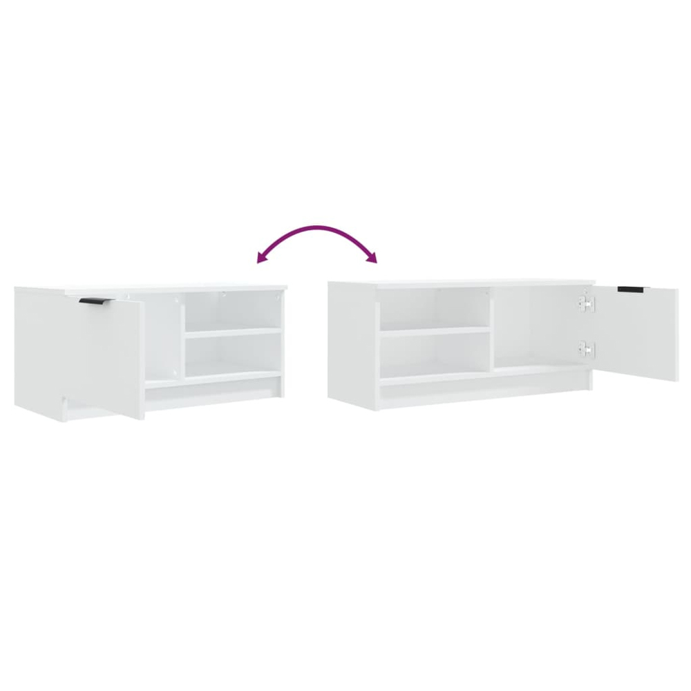 vidaXL Single Door 2 Shelf White TV Cabinet Image 8