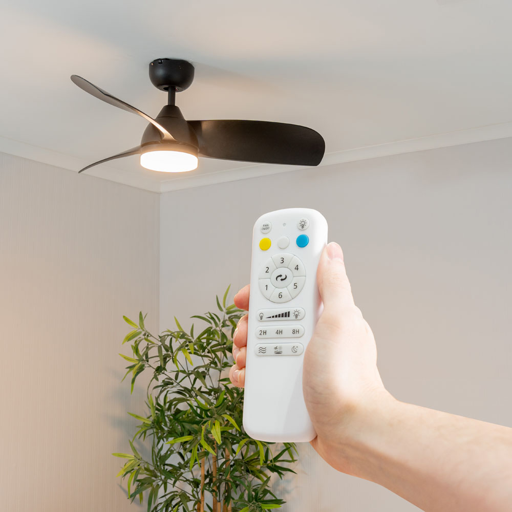 ValueLights Matt Black Ceiling Fan with LED Light and Remote 36 inch Image 4