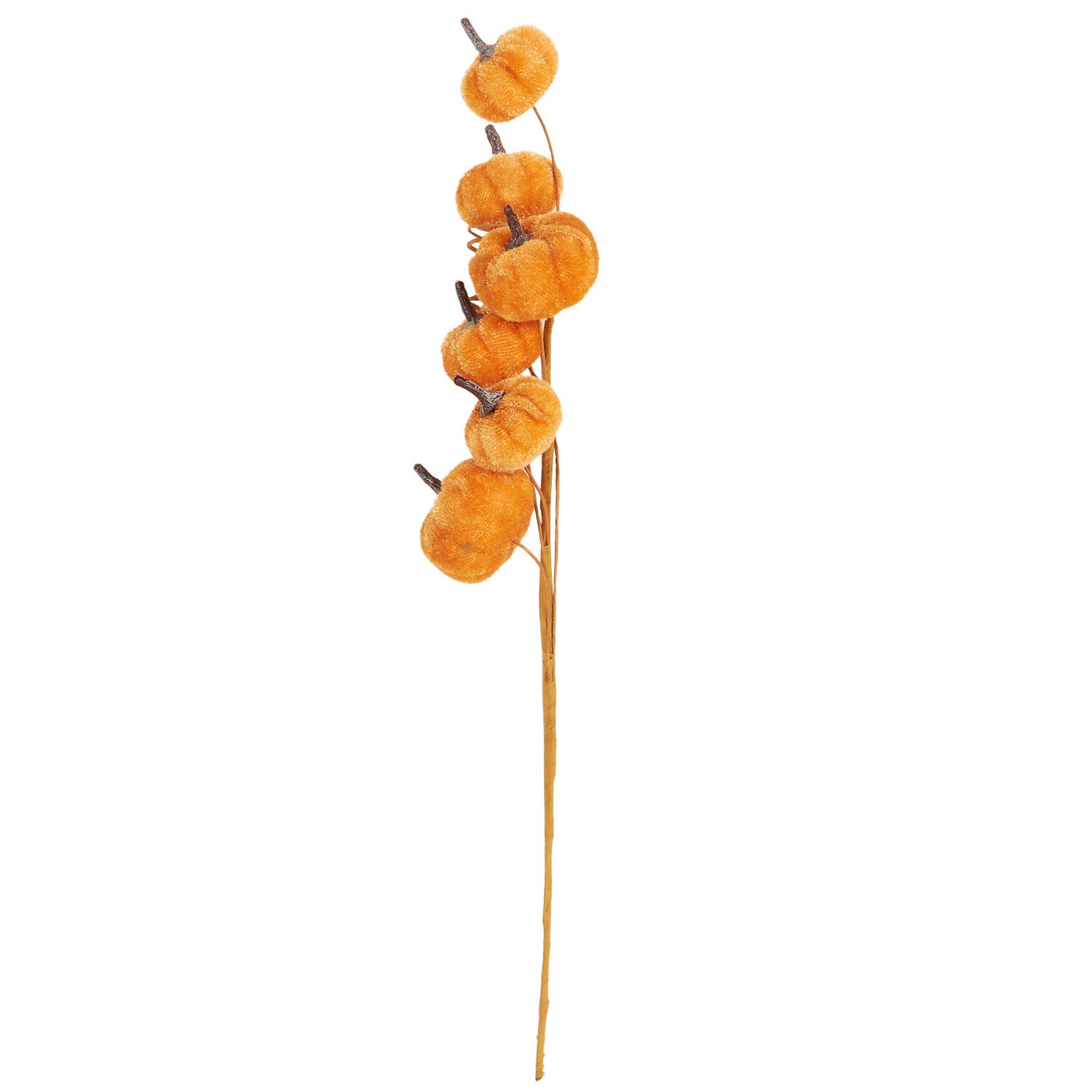 Mini Velvet Pumpkin Picks - Orange Image 3