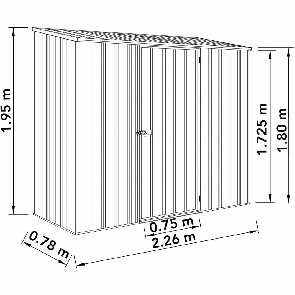 Mercia 7.4 x 2.6ft Absco Space Saver Pent Metal Garden Shed Image 7