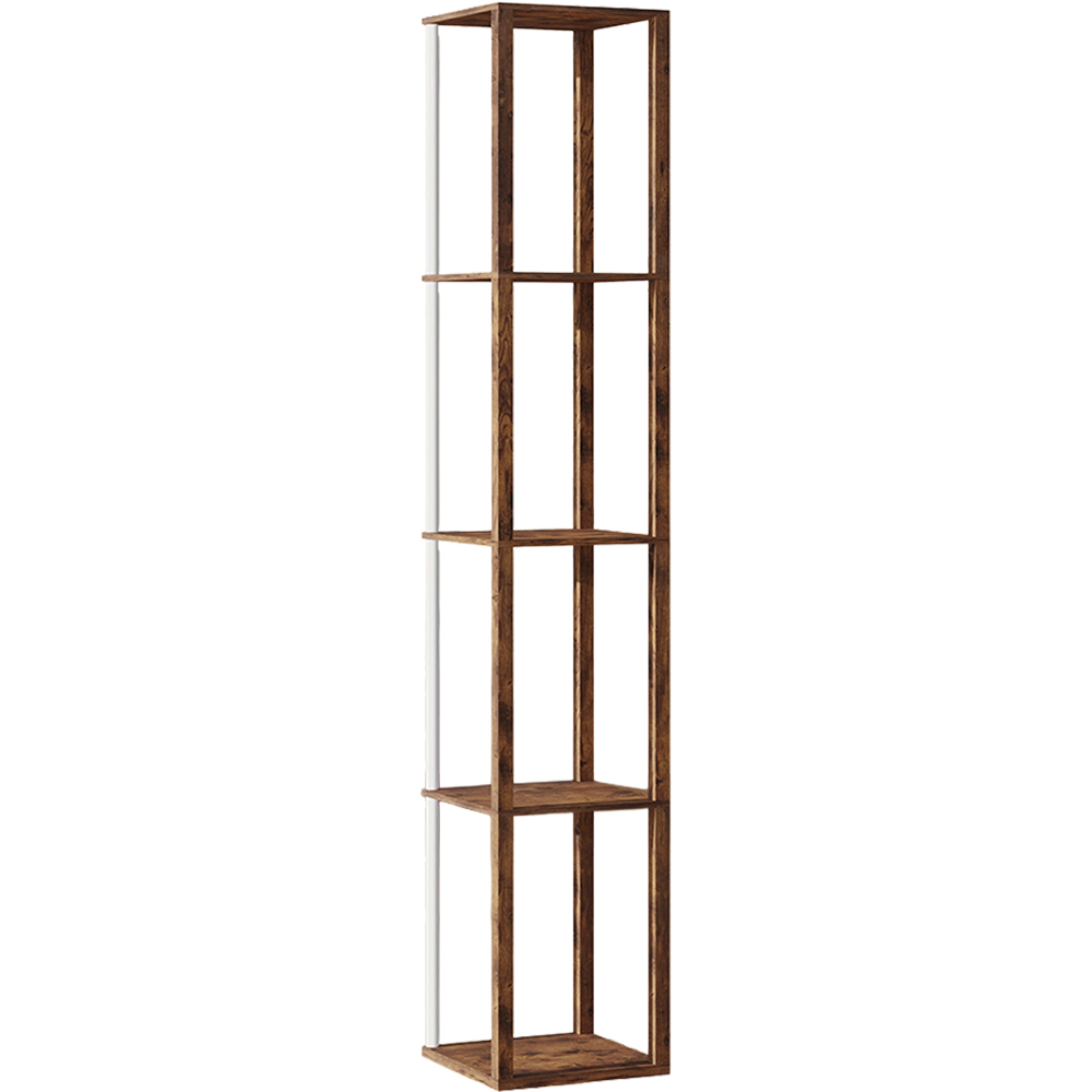 HOMCOM 4 Shelf Rustic Brown RGB LED Floor Lamp with Remote Image 1