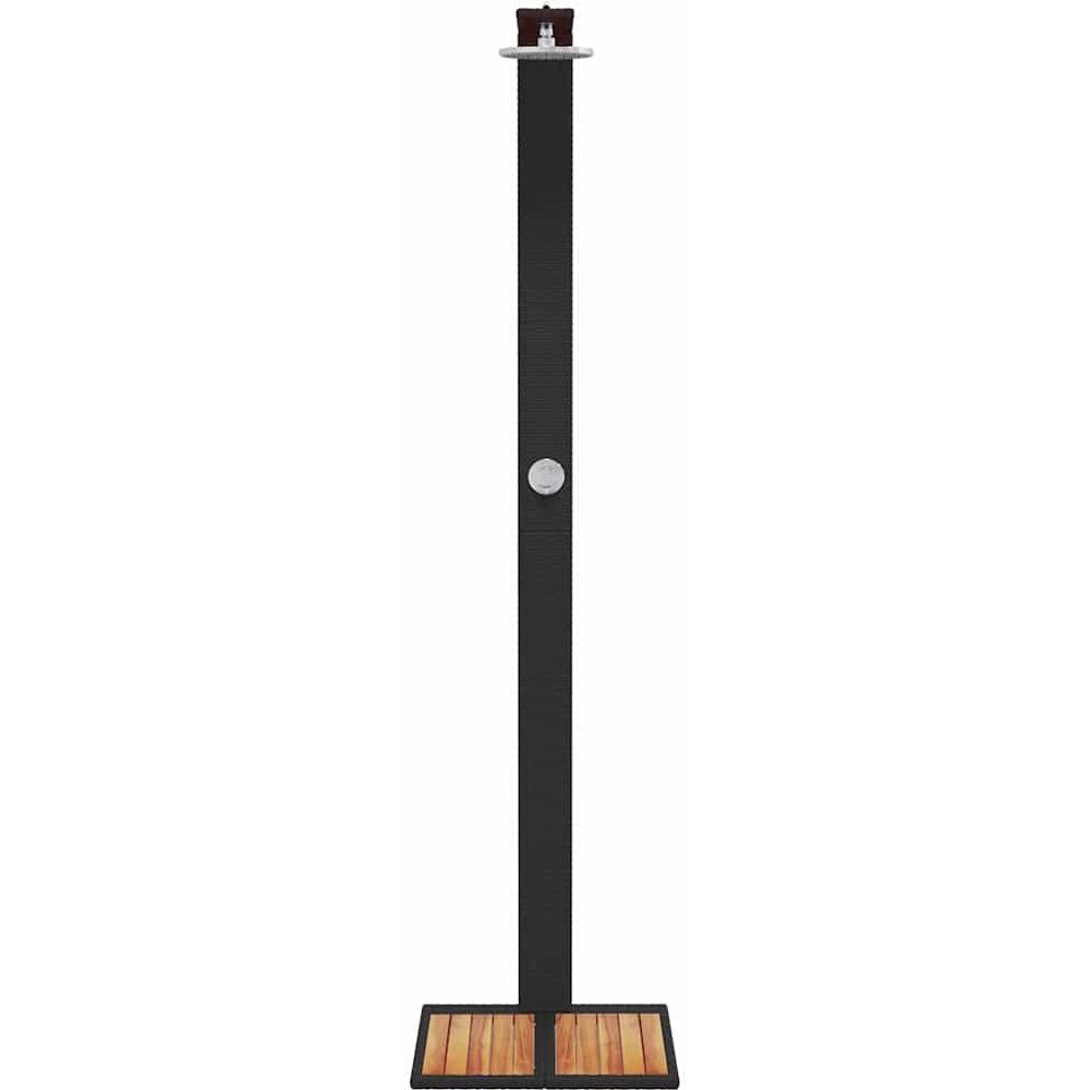 Wallplus Black Poly Rattan and Acacia Wood Outdoor Shower with PVC Hose and Alloy Handle 224cm Image 4