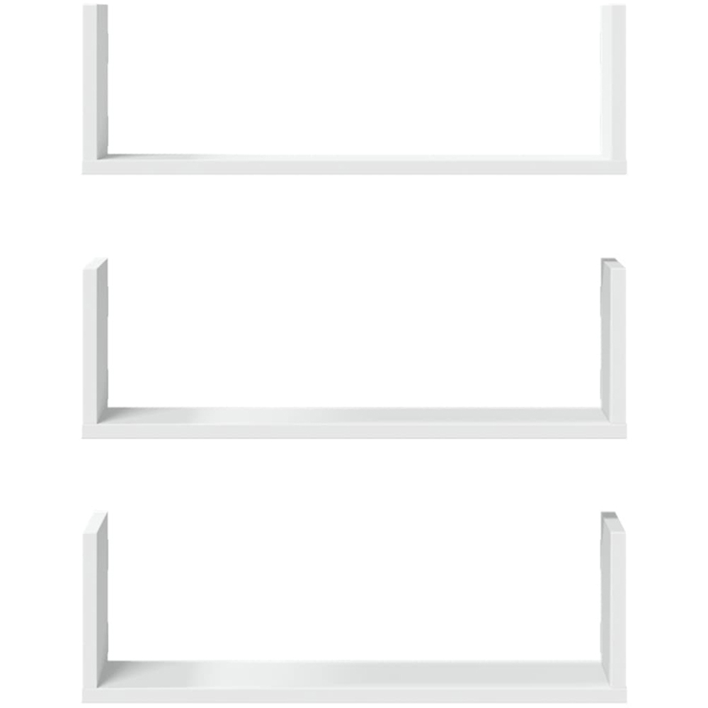 vidaXL 58 x 18 x 18cm Set of 3 White Wall Shelf Image 3