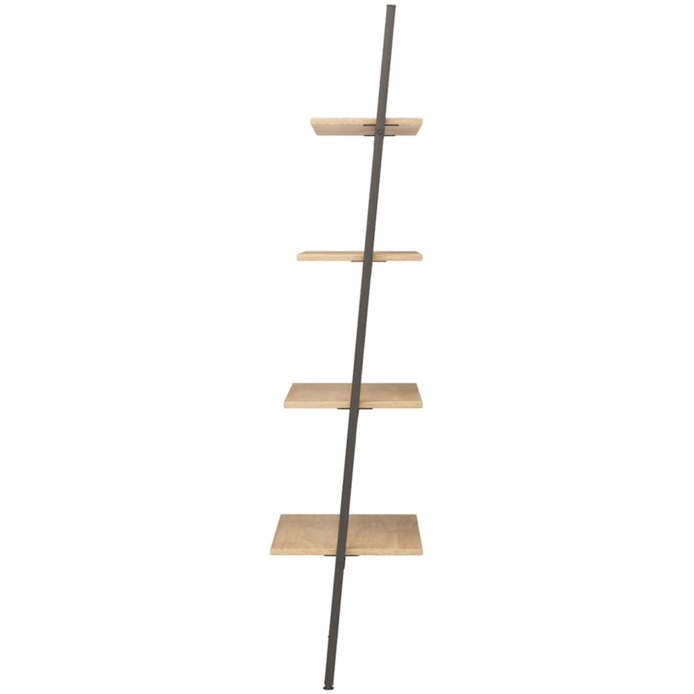 vidaXL 4-Tier Light Brown and Black Tall Leaning Shelf Image 4