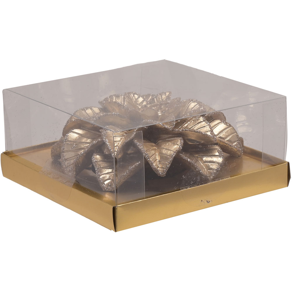 The Christmas Gift Co Gold Large Poinsettia Candle Image 3