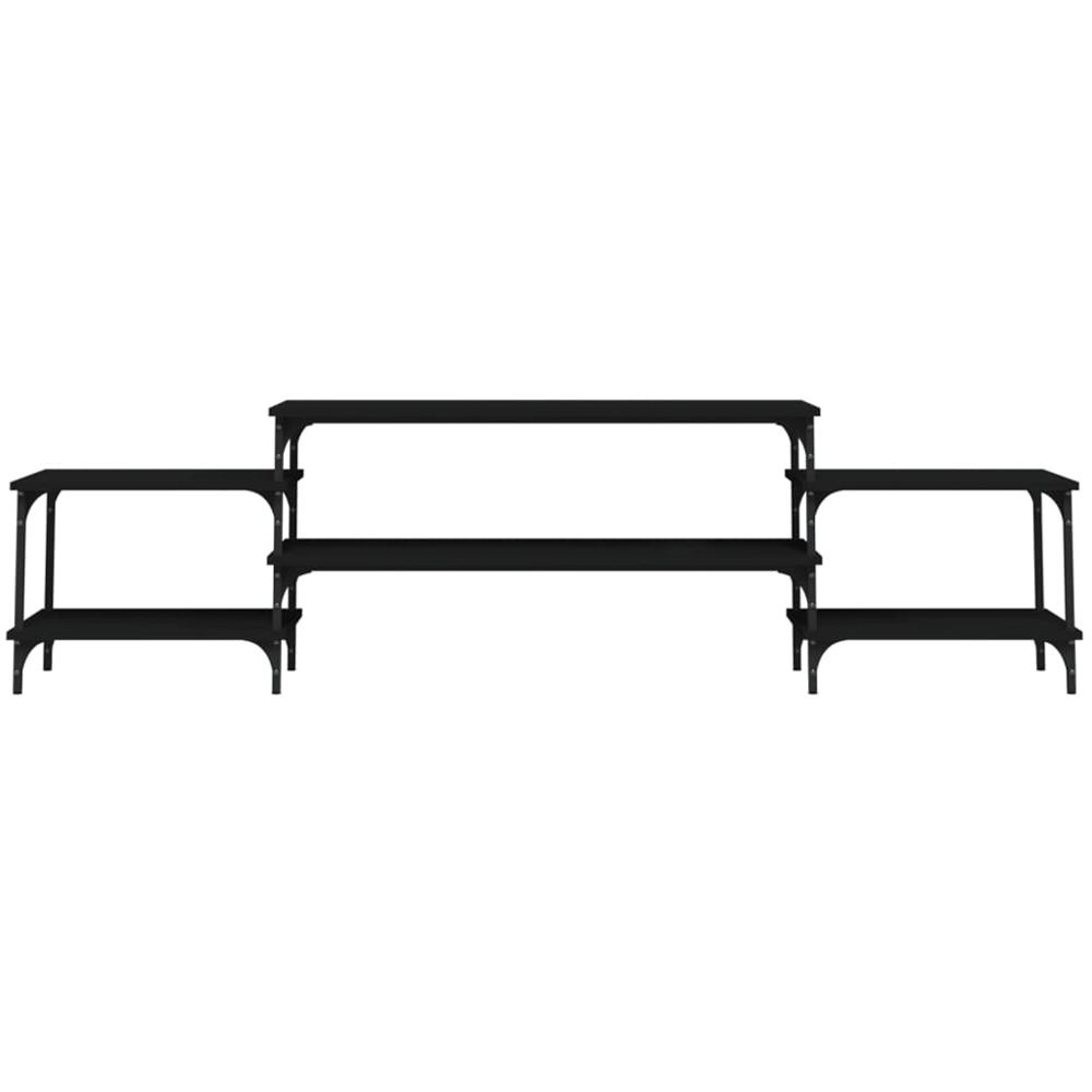 vidaXL 5 Shelf Black Wood and Steel TV Cabinet Image 4