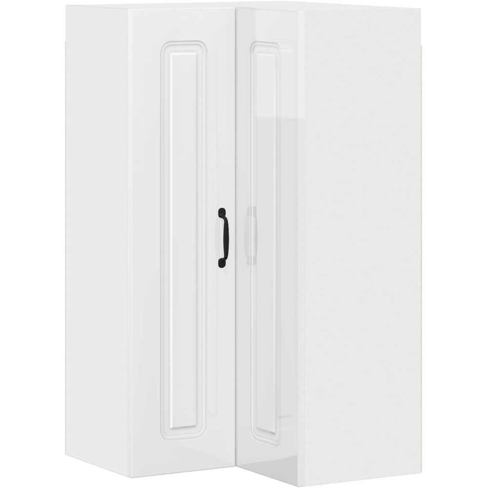 vidaXL 2 Door High Gloss White Kitchen Wall Corner Cabinet Image 2