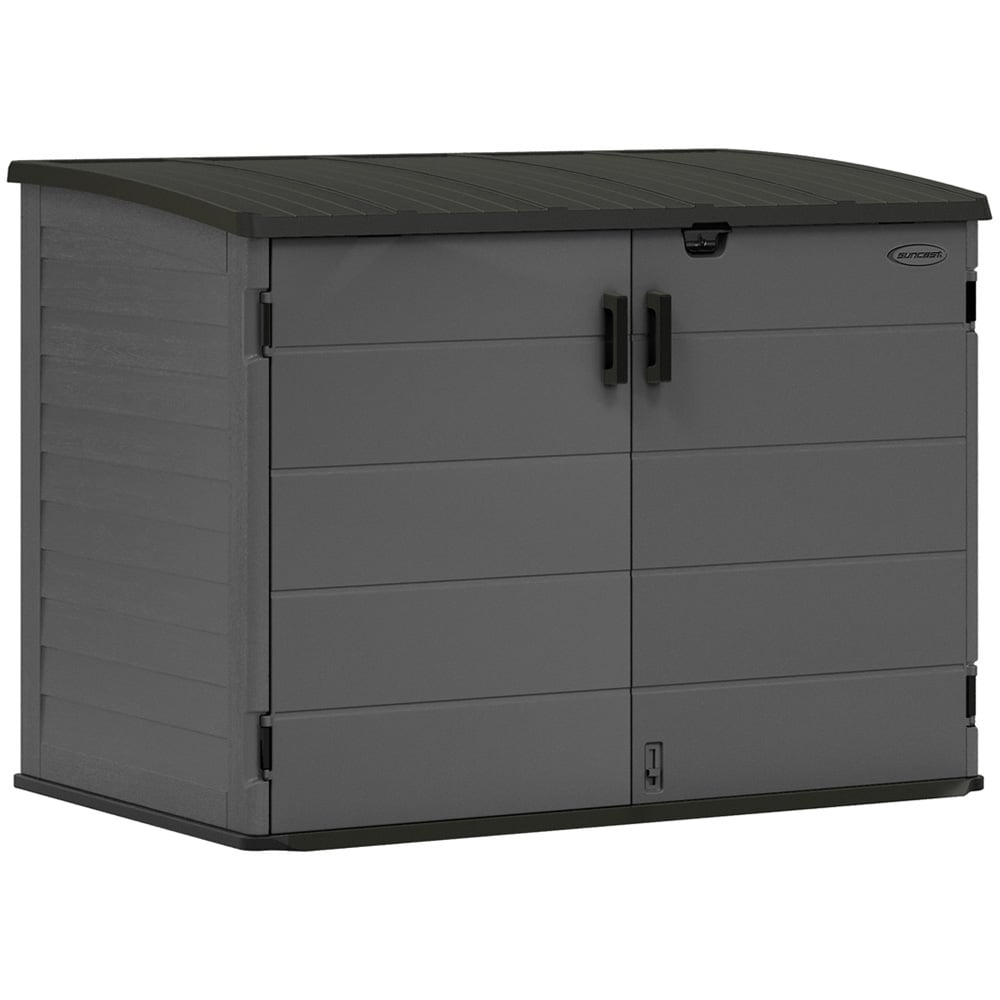 Suncast Moda 4 x 3.2ft Peppercorn Grey Stow Away Wheelie Bin Shed Image 1