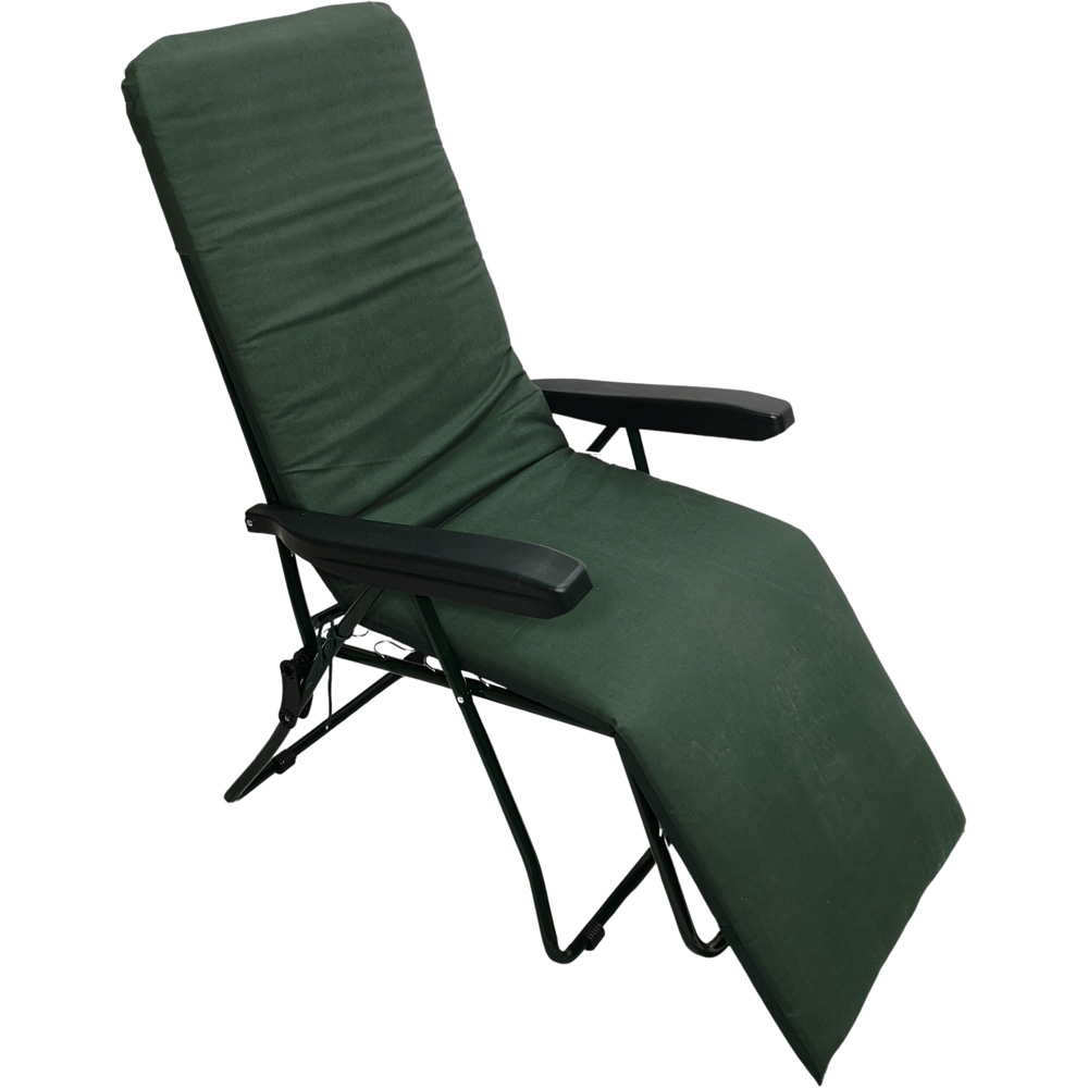 Samuel Alexander Plain Green Garden Patio Padded Recliner Sun Lounger Image 2