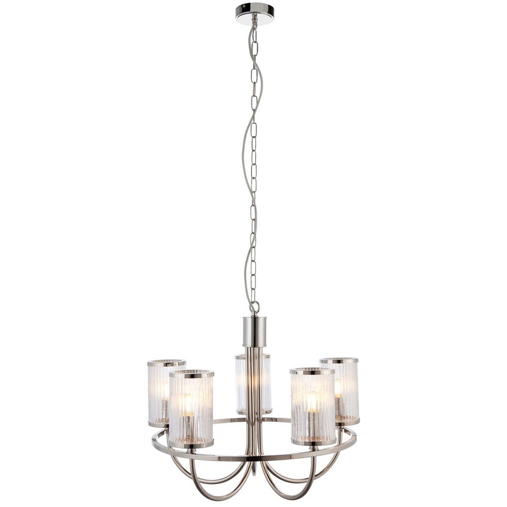 Merano Genoa Ribbed Bubble Glass Nickel Plate Multi Arm Pendant Ceiling Lamp Image 1