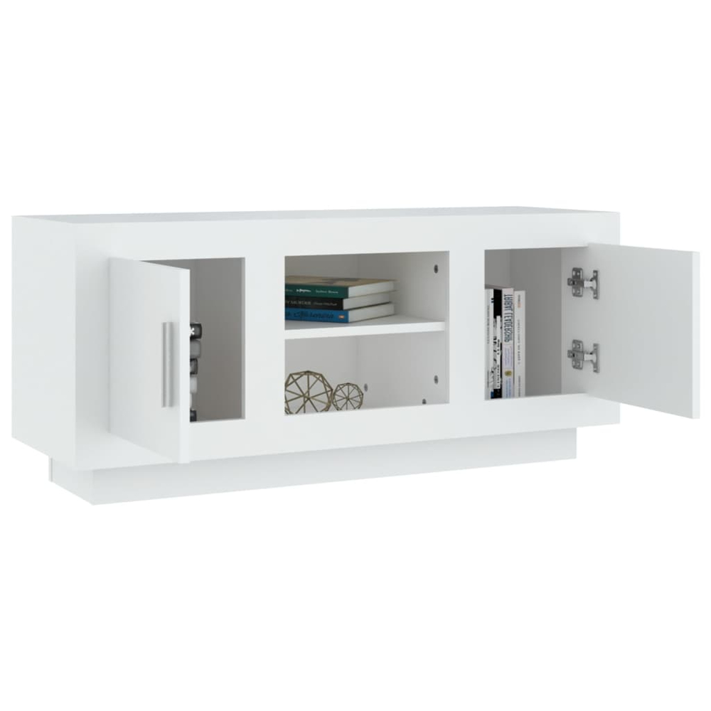 vidaXL 2 Door 2 Shelf White TV Cabinet Image 4