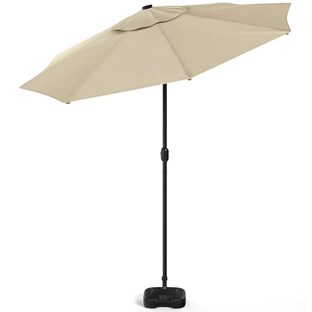 Living and Home Beige 24 Solar LED Crank and Tilt Parasol with Plastic Fillable Base 3m Image 3