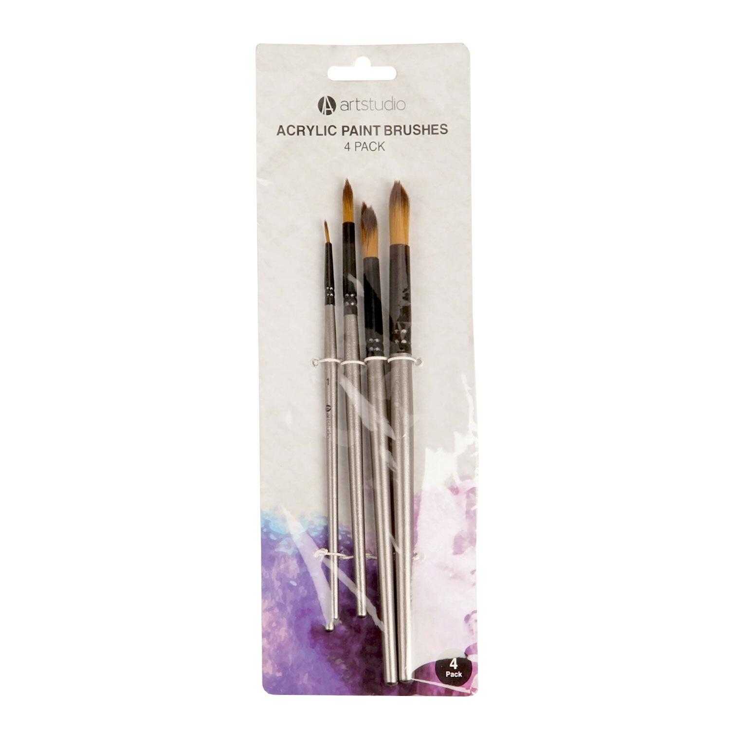 Pack of Four Art Studio Acrylic Brushes Image