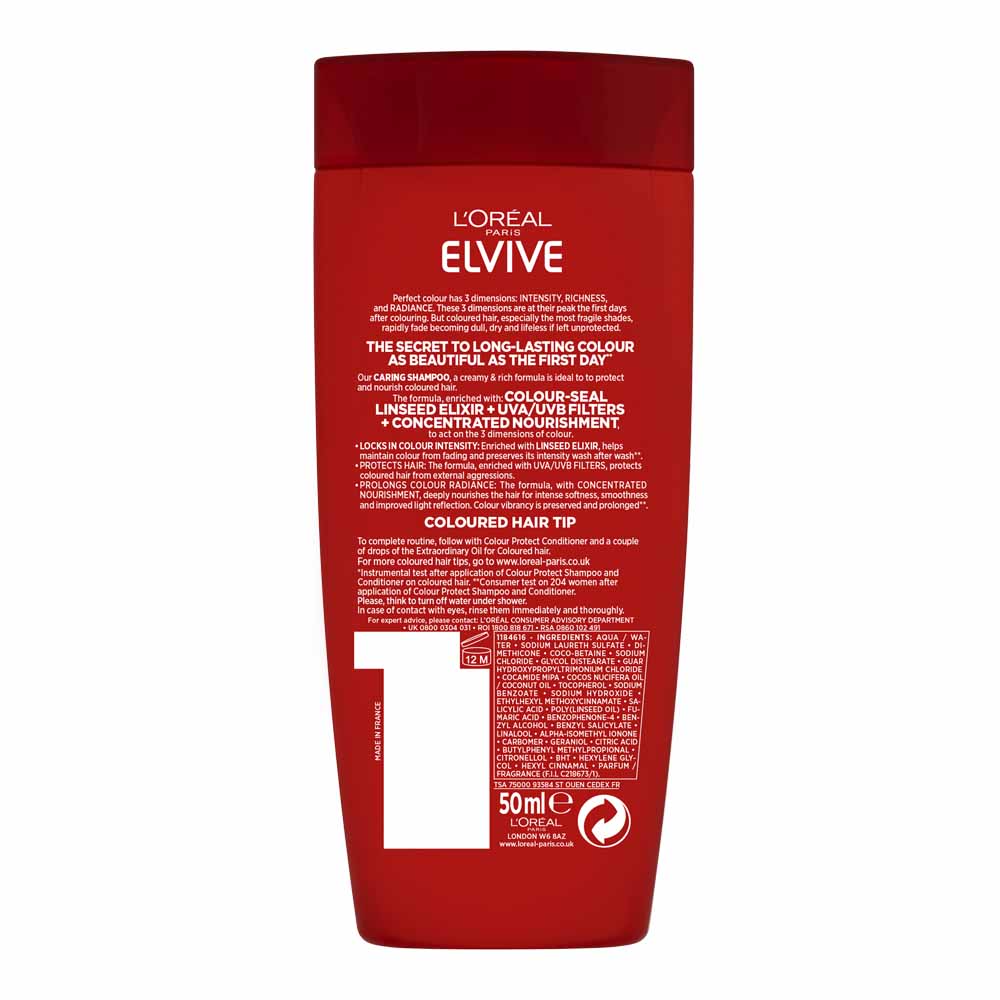 L'Oreal Paris Elvive Colour Protect Shampoo 50ml Travel Image 3
