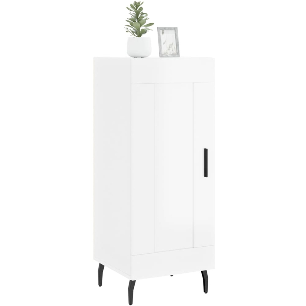 vidaXL Single Door High Gloss White Sideboard Image 3