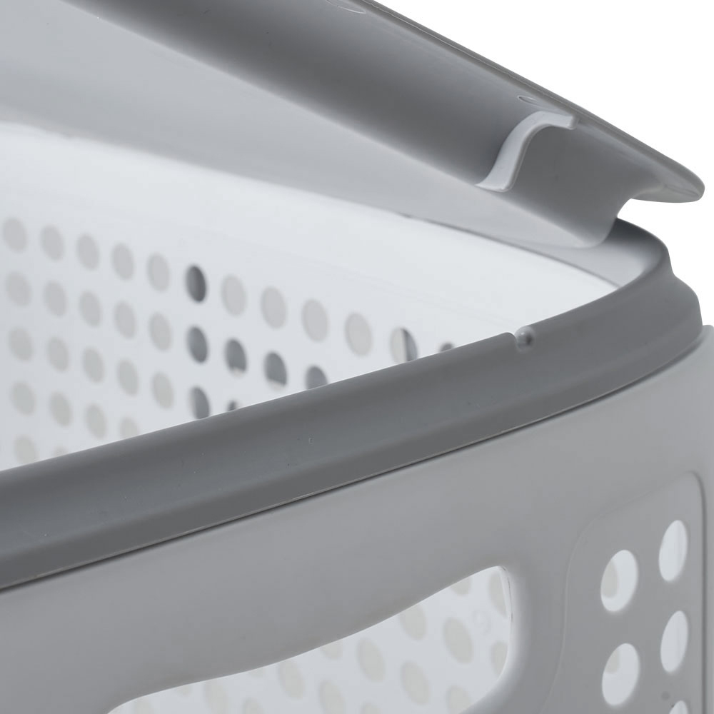 Living and Home White and Grey Laundry Basket with Wheels and Lid Image 4