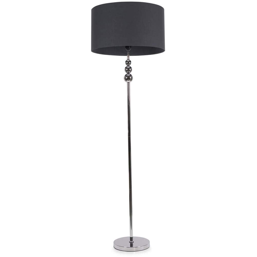 ValueLights Marissa Reni Charcoal Grey Shade and Chrome Ball LED Floor Lamp Image 1