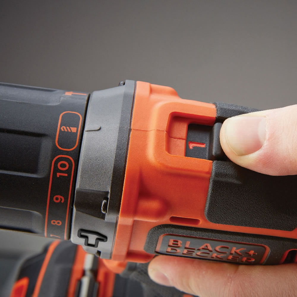 BLACK+DECKER 18V 400mA Lithium-Ion Hammer Drill with Battery and Kit Box Image 5