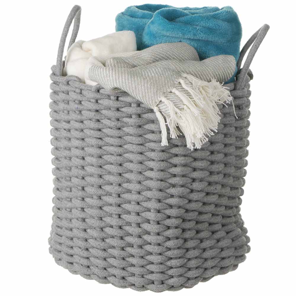 Wilko Rope Storage Basket Round Grey Image 2