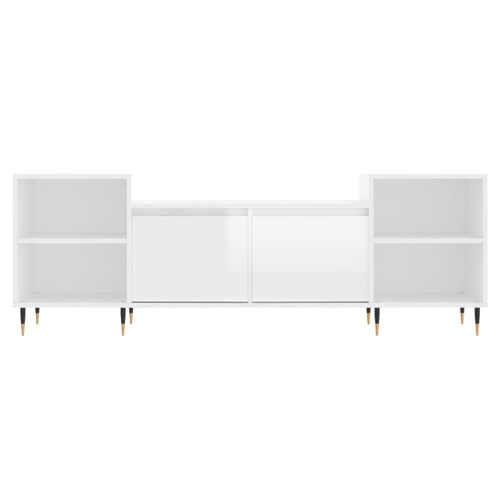 vidaXL 2 Door 4 Shelf High Gloss White TV Cabinet Image 5