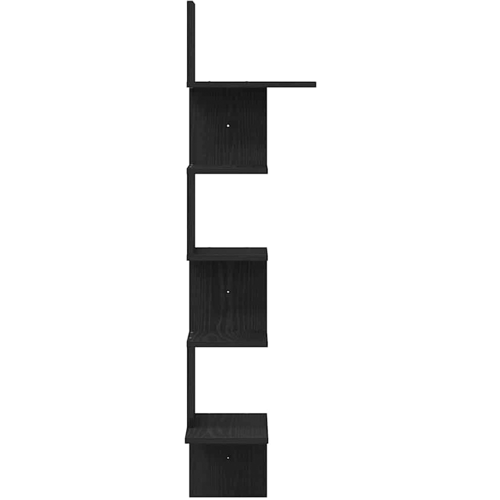 vidaXL 5 Shelf Black Floating Corner Wall Shelf Image 4