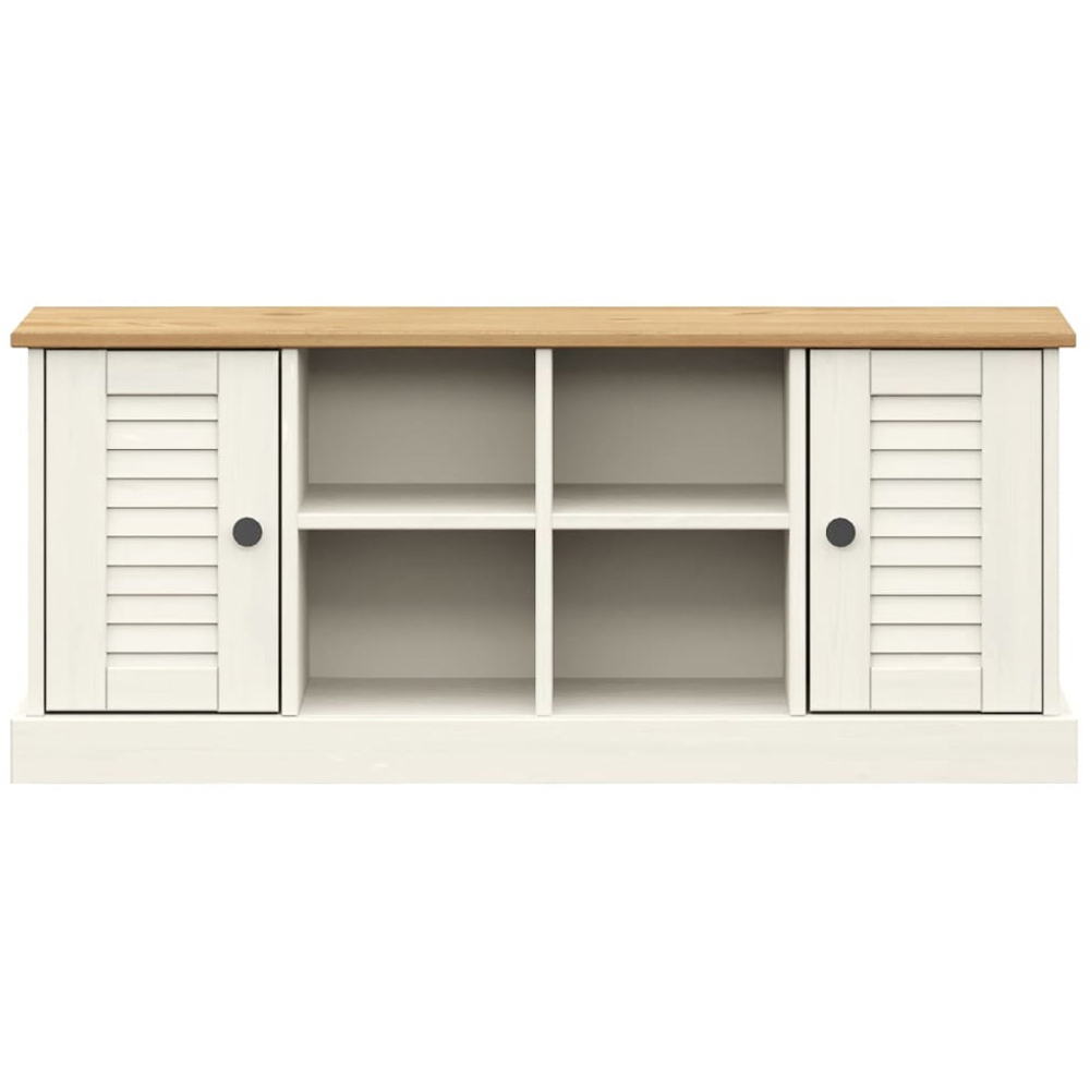 vidaXL 2 Door 4 Shelf White Solid Pine Wood Shoe Bench Image 4