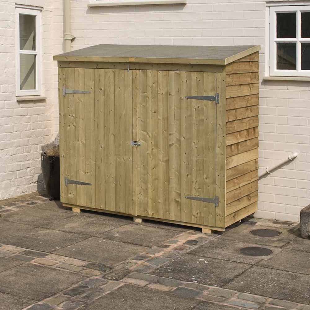 Rowlinson 6 x 2.7ft Double Door Overlap Wooden Bike Shed Image 4