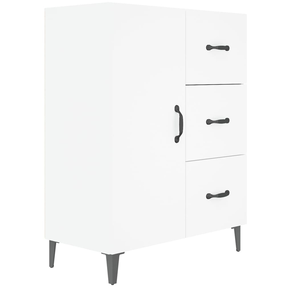 vidaXL Single Door 3 Drawer White Sideboard Image 2