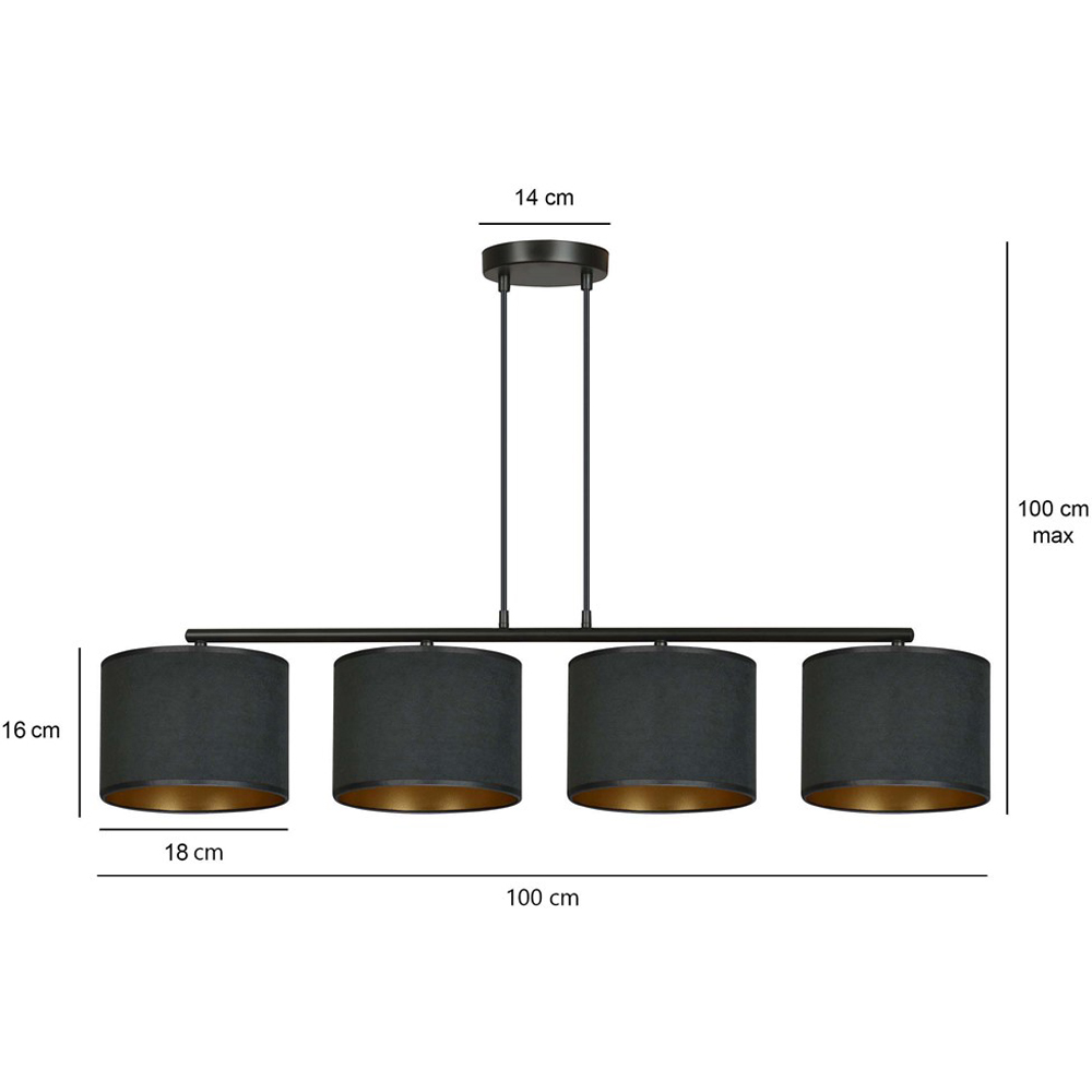 Emibig Hilde 4 Light Black E27 Ceiling Pendant Light Image 9