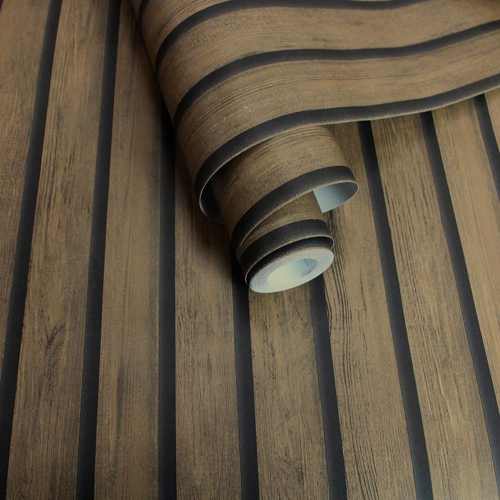 Holden Decor Wood Slat Dark Oak Wallpaper Image 2