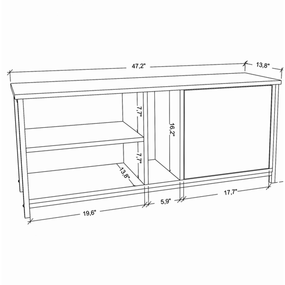 Decorotika Neola Single Door 3 Shelf White and Anthracite TV Unit Image 7