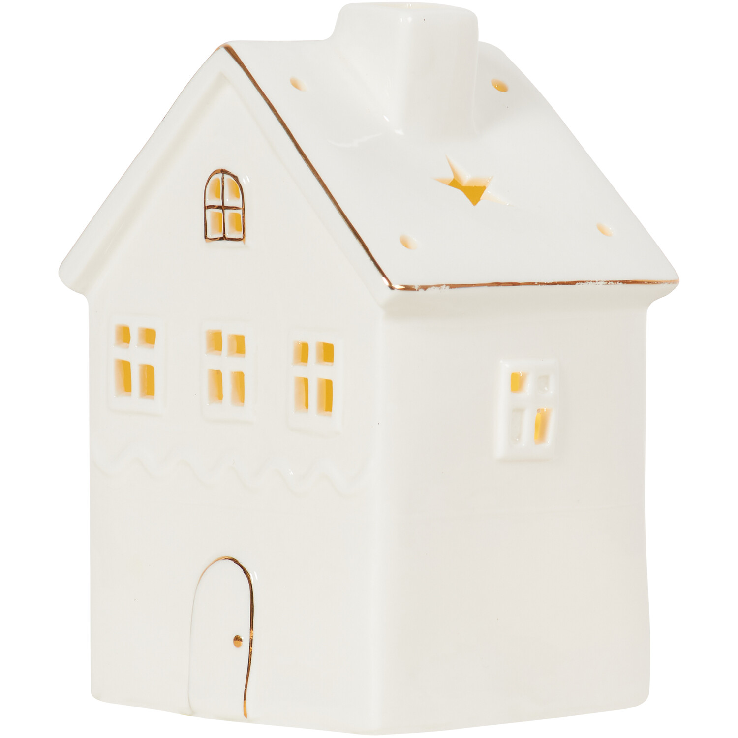 LED White And Gold Lined House - White Image 3