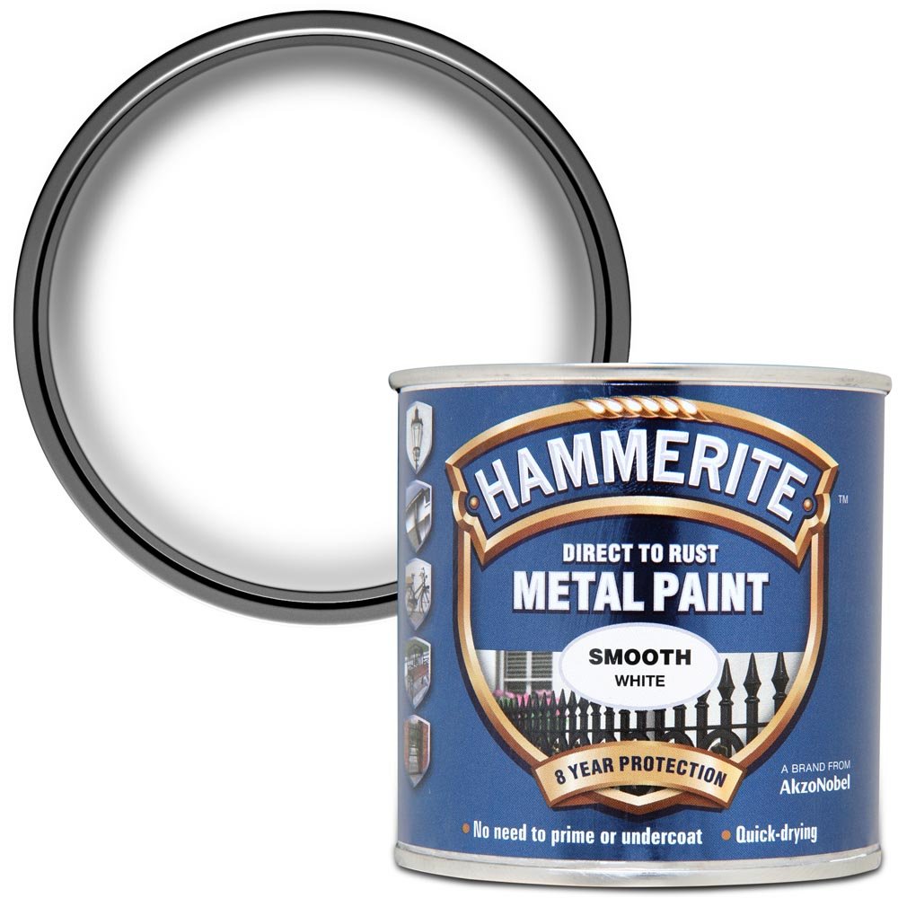 Hammerite Direct to Rust White Smooth Metal Paint 250ml Image 1