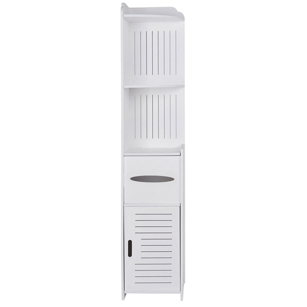 Living and Home White Tall Corner Floor Cabinet Image 2