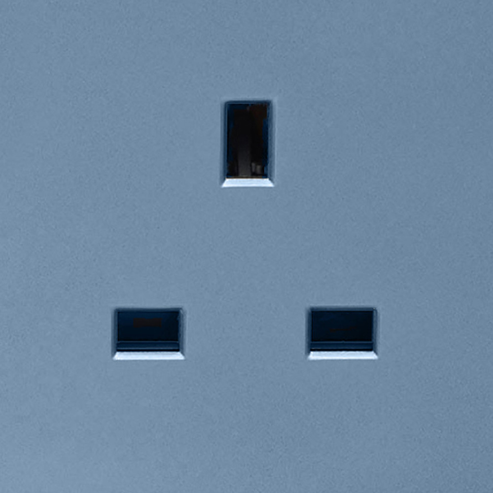 Trendi Switch 2 Gang 13amp Sky Blue Long Switched Plug Socket 3 Pack Image 3