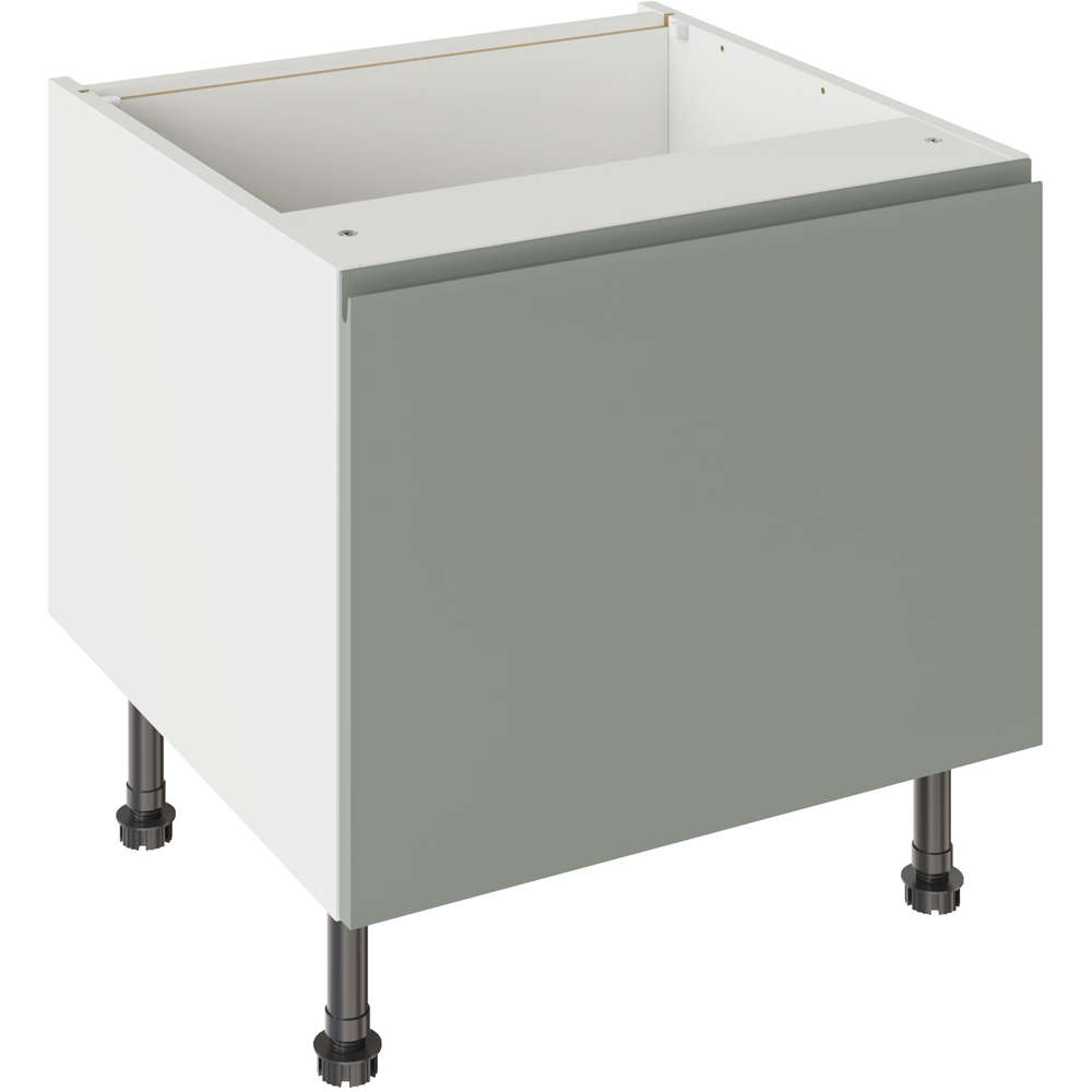 Kitchen Kit J-Pull Matt Sage Green Belfast Sink Base Kitchen Cabinet Flatpack 600mm Image 1