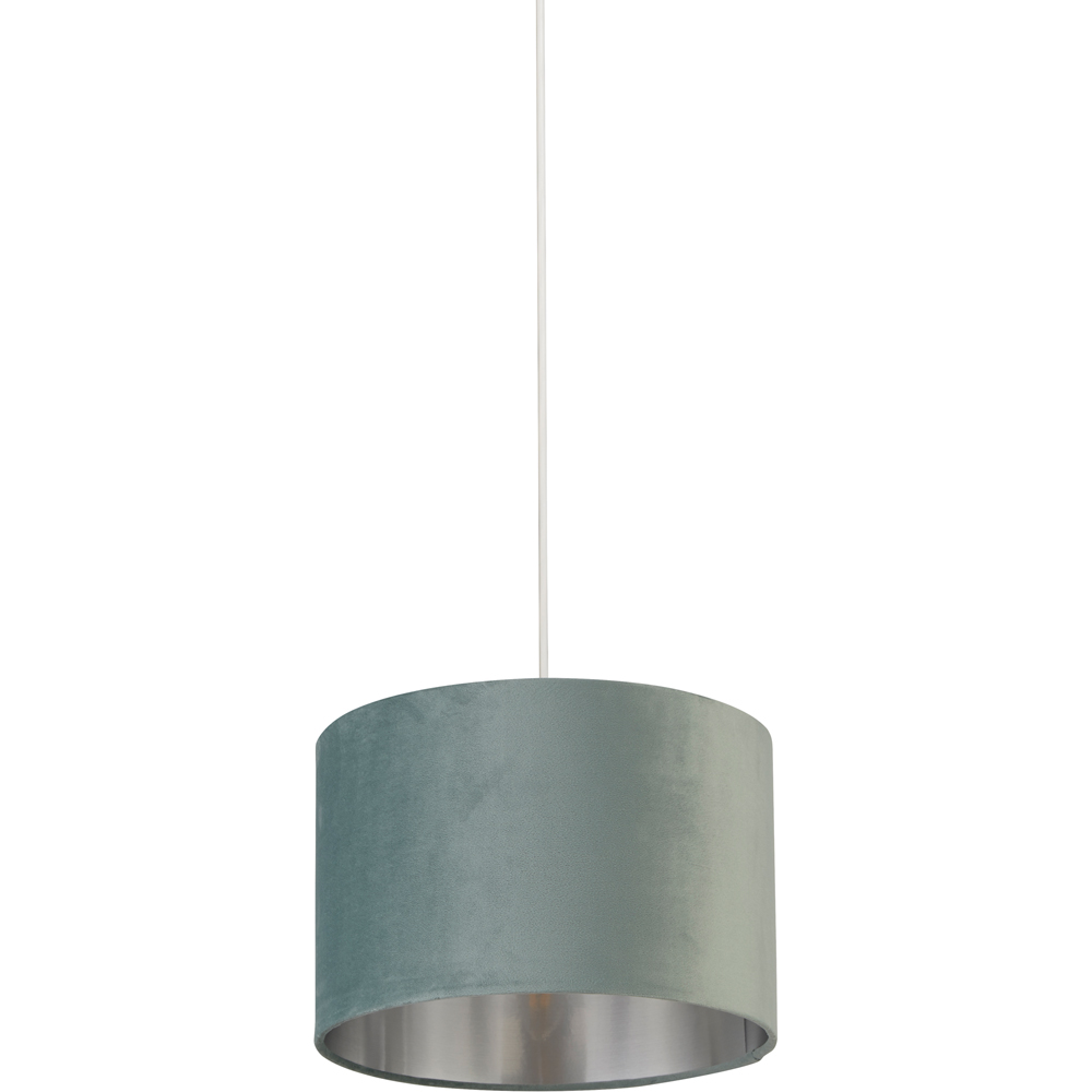 Lighting Collection Sage Green Silver Inner Velvet Drum Shade Image 1