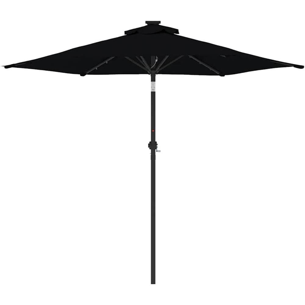 vidaXL Black LED Light Garden Parasol with Steel Pole 2.25m Image 4