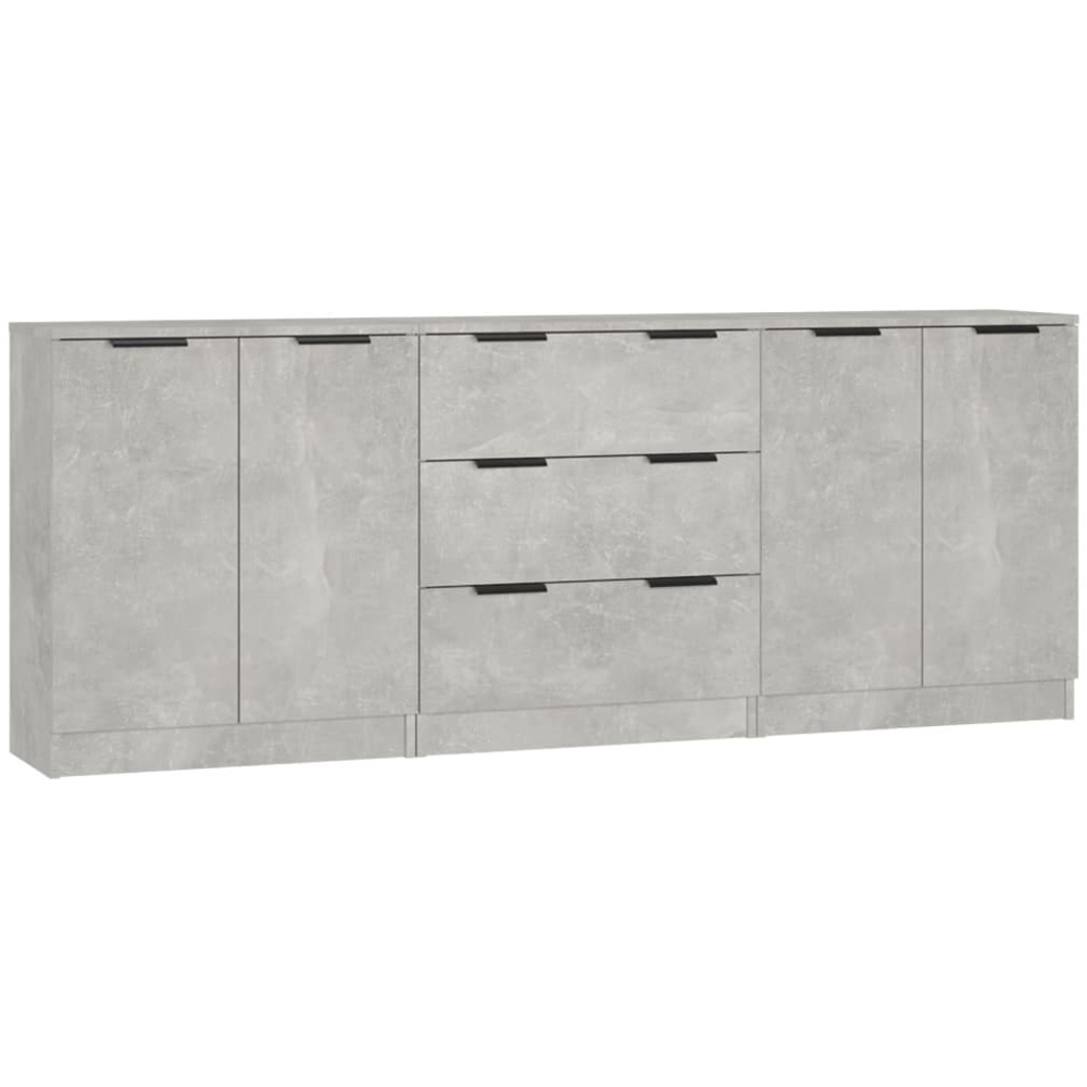 vidaXL 4 Door 3 Drawer Concrete Grey Sideboard Image 2