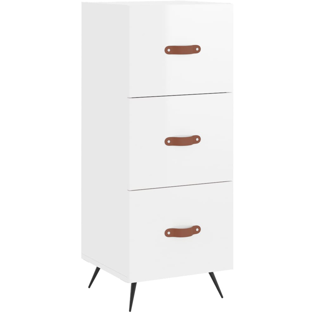 vidaXL Single Door 3 Drawer White High Gloss Highboard Image 5