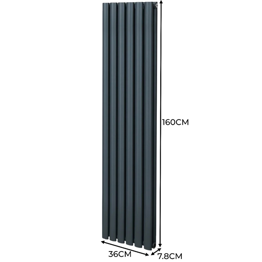 Monster Shop 4195BTU Anthracite Grey Oval Column Radiator and Valves 1600 x 360mm Image 6