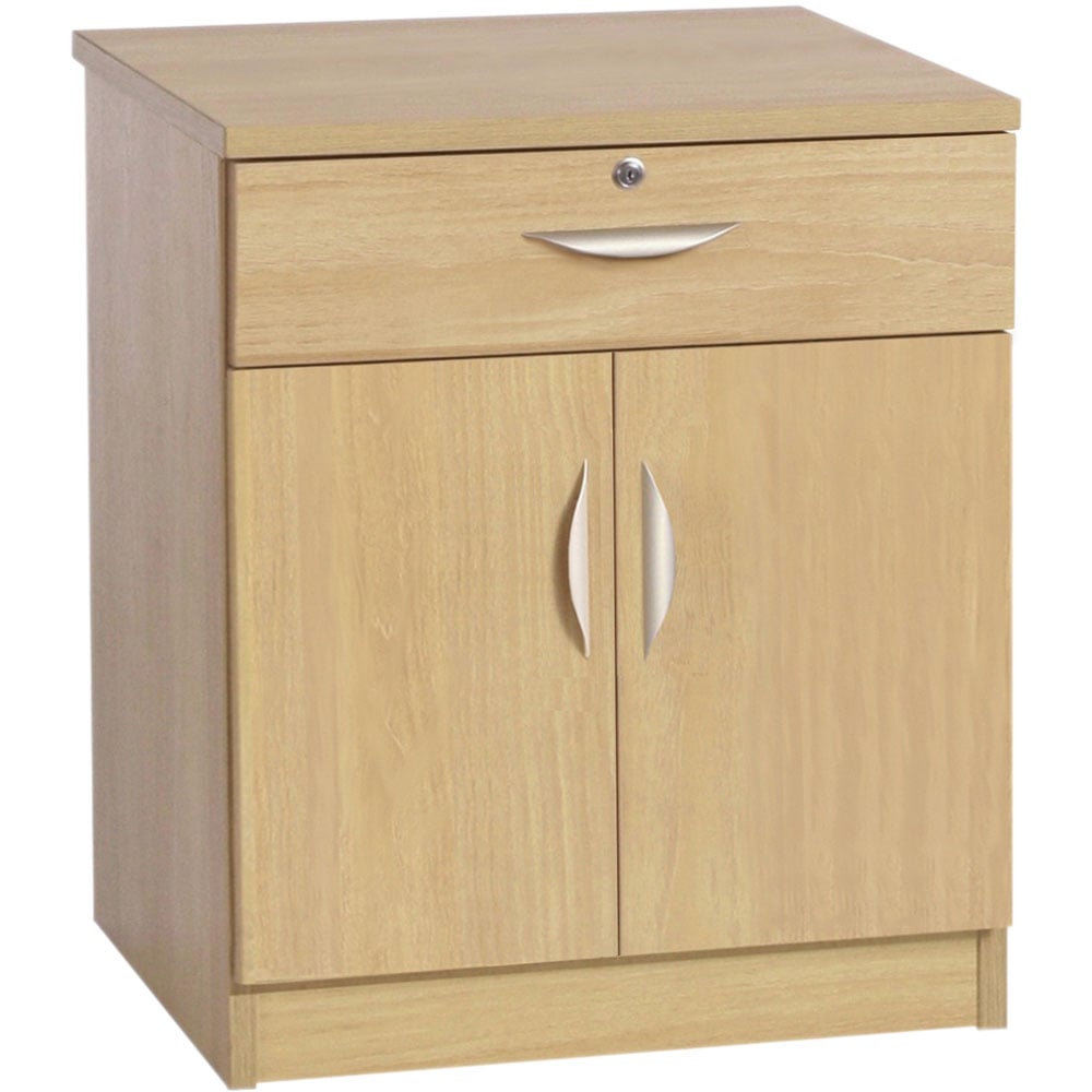 R White Cabinets 2 Door Single Drawer Brown Cupboard Image 2