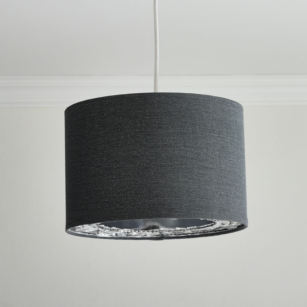 Wilko Small Grey Glitter Light Shade Image 1