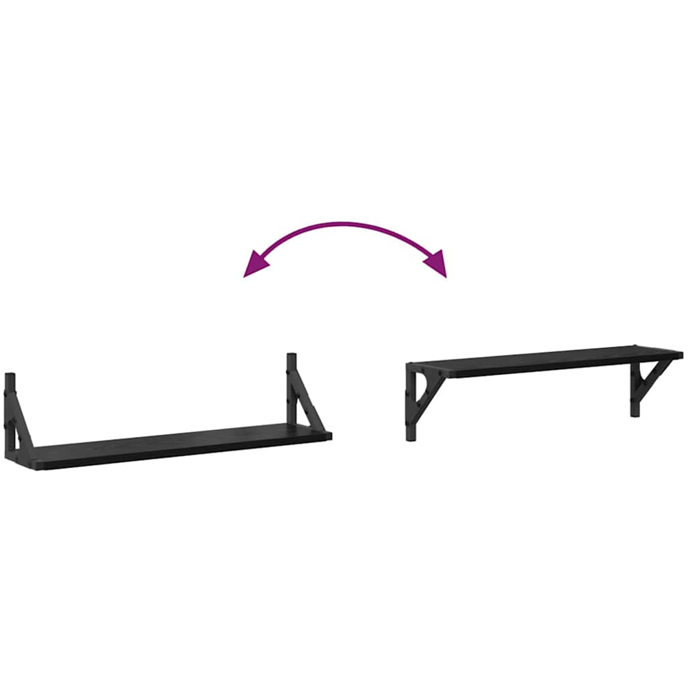 vidaXL 60 x 15cm Black Oak Wall Shelf Set of 2 Image 9