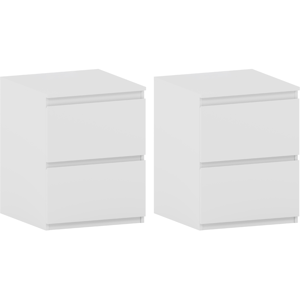 VIDA DESIGNS Denver 2 Drawer White Large Bedside Cabinet Set of 2 Image 2