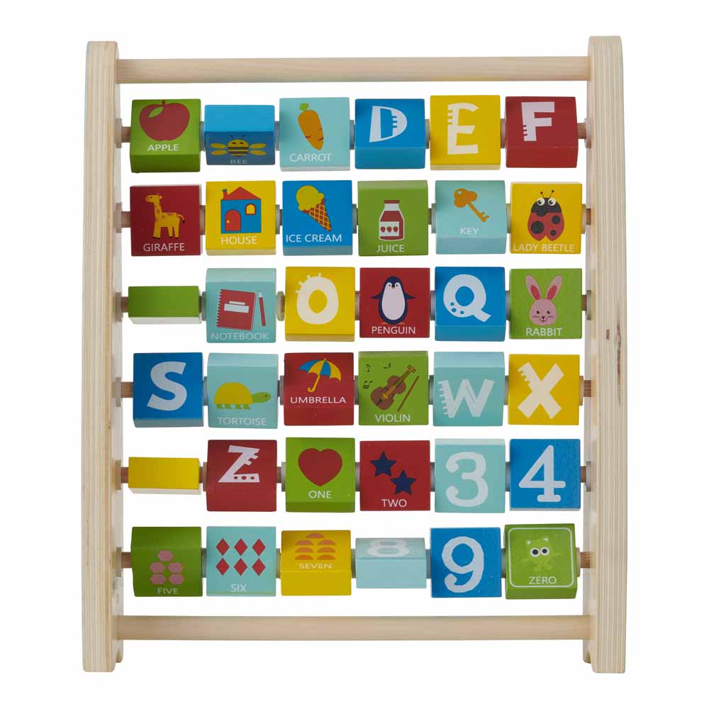 Wilko Wooden Alphabet and Number Abacus Image 1