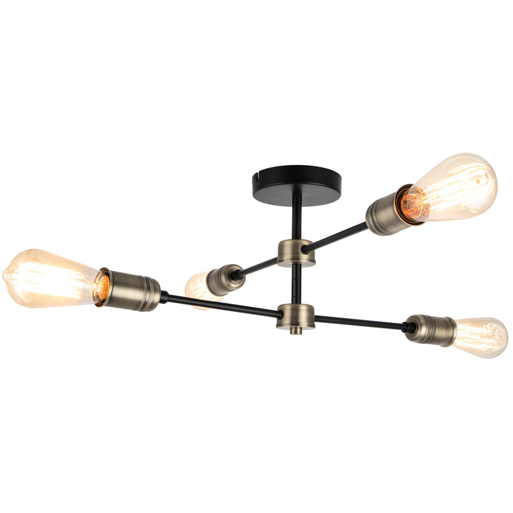 Cosylyte Linton 4 Light Matt Antique Brass Ceiling Light Image 3