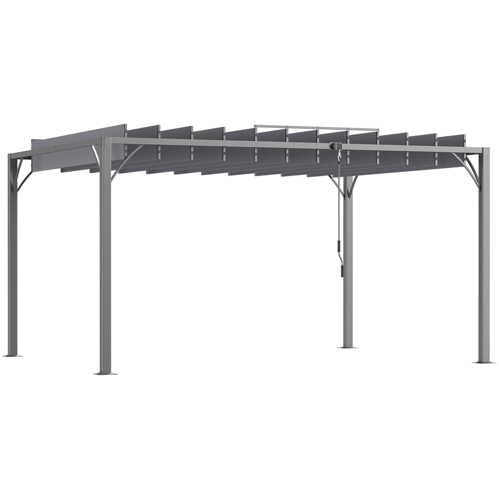 Outsunny 4 x 3m Grey Louvered Metal Pergola with Retractable Roof Image 2